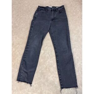 Frame Womens Ali High Rise Cigarette Frayed Hem Zip Fly Dark Wash Denim Jeans 27